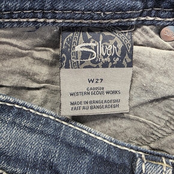 Silver Jeans Co Capri Jeans Womens 27 Blue Natsuki Thick Stitch Embroidered - Picture 6 of 11